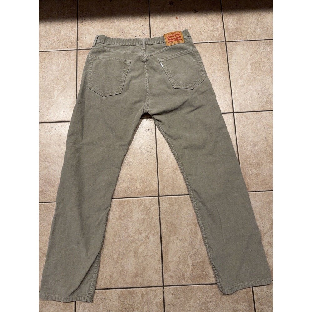 Levis 505 Corduroy Pants Mens 36x32 Straight Leg Tan White Tab Khaki Chino - Picture 2 of 9